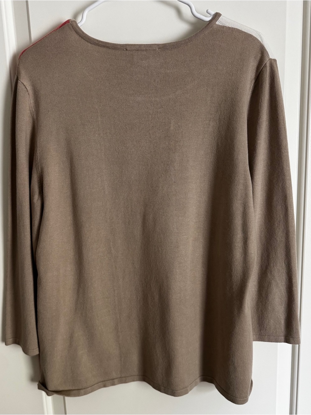 Allison Daley NWT Colorblock Knit Sweater Top Coral Pink Taupe Ivory Large - Picture 9 of 11